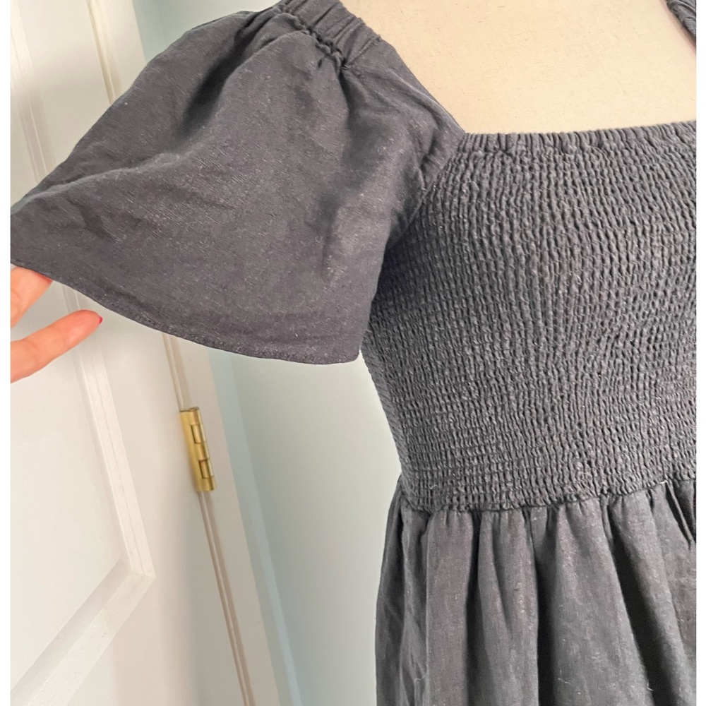 Madewell  black Puff-Sleeve Midi Dress - Picture 8 of 13